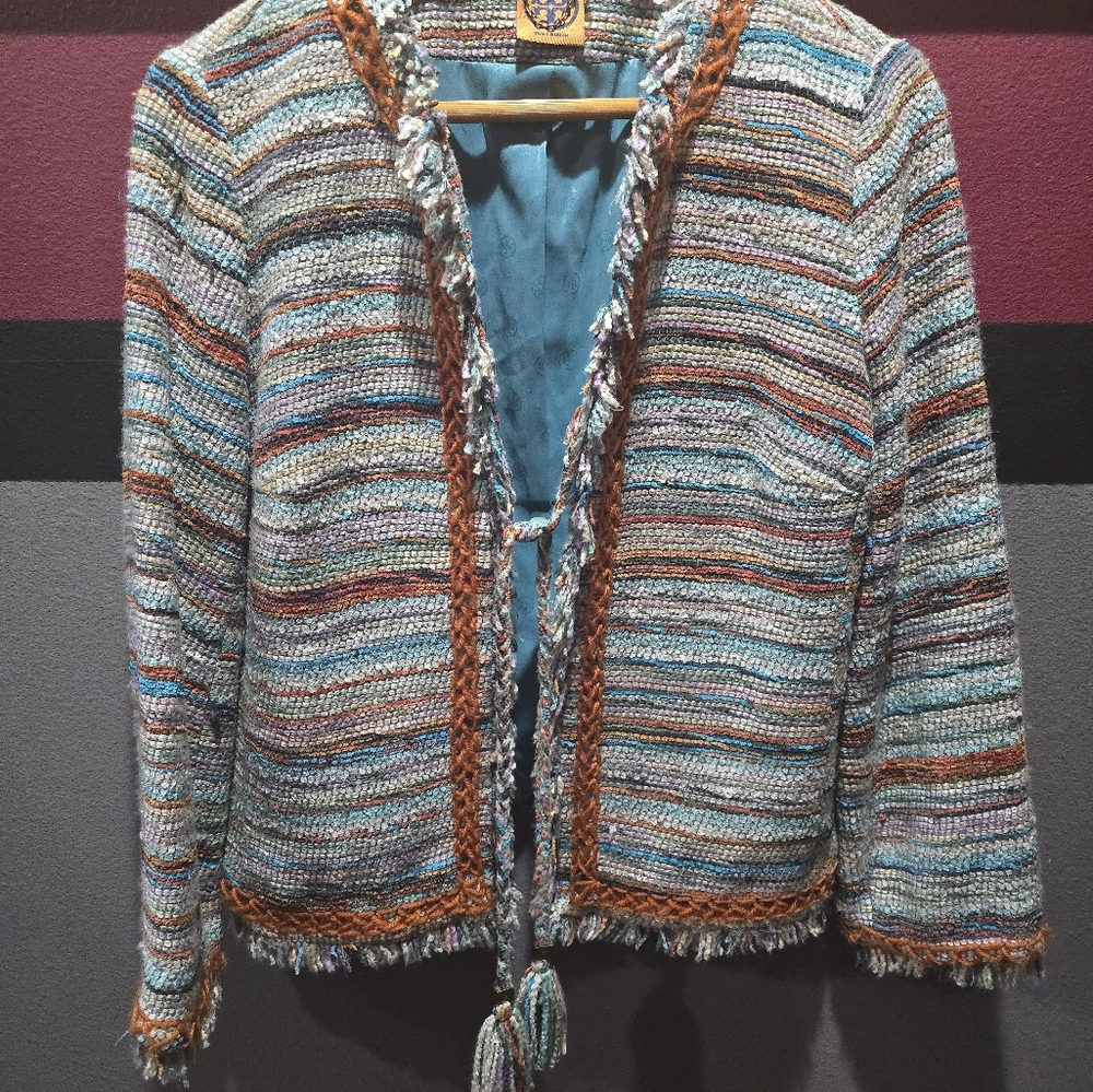 Tory Burch Abigail multi-color tweed jacket blazer Size 10 Pre-loved